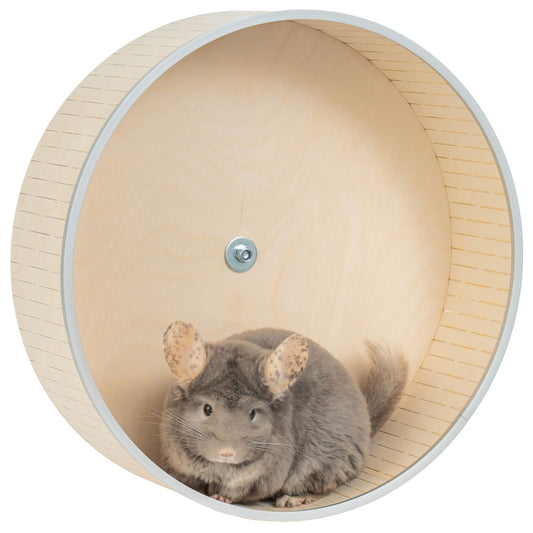 Silent exercise wheel for chinchillas, hedgehogs, rats, squirrels, and degus, available in five sizes