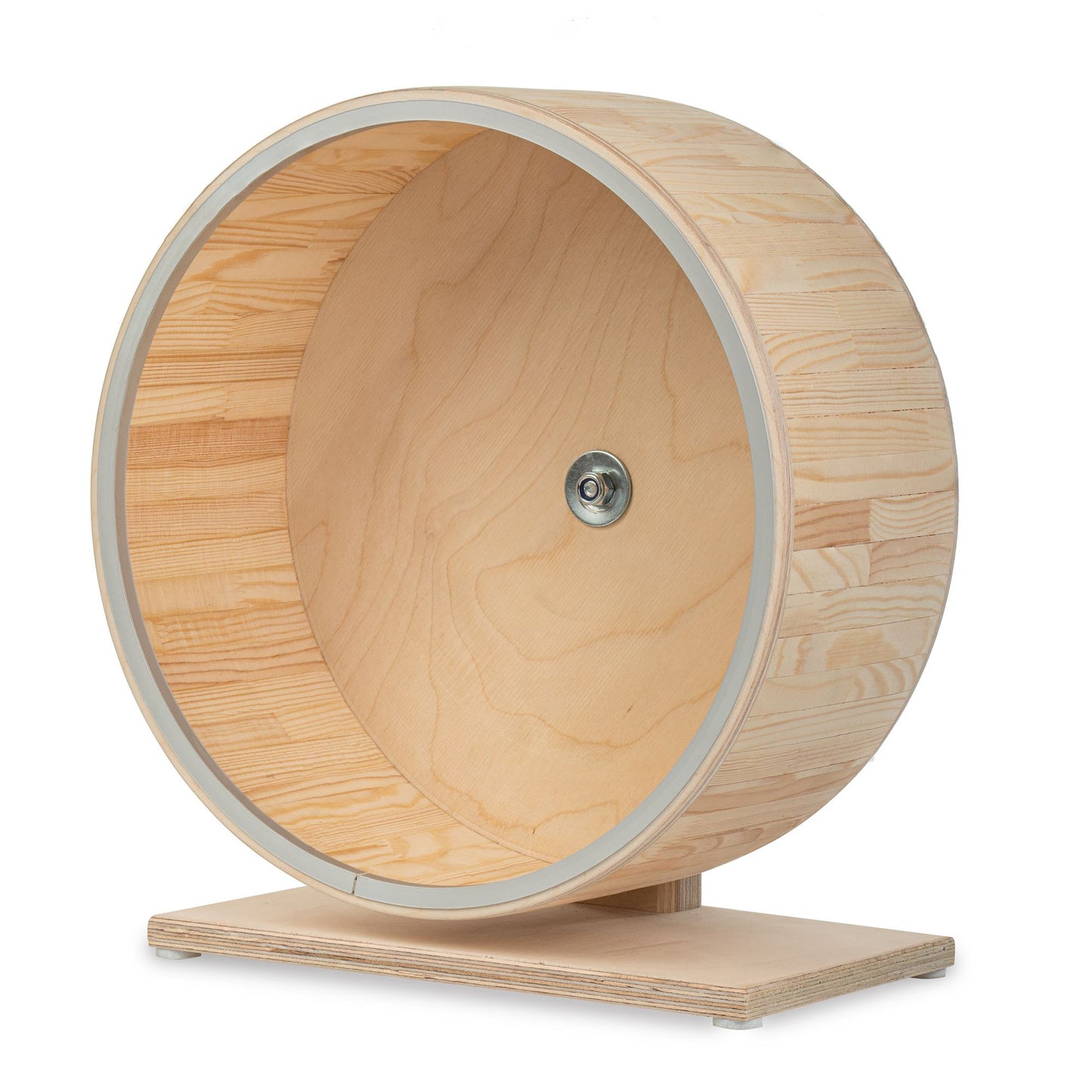 Roue de course pour petits animaux de compagnie et rongeurs sur un support autoportant avec jante de protection en aluminium