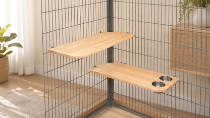 AMIDA Craft Extra Large Chinchilla Shelves with Stainless Steel Bowls