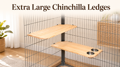 AMIDA Craft Extra Large Chinchilla Shelves with Stainless Steel Bowls