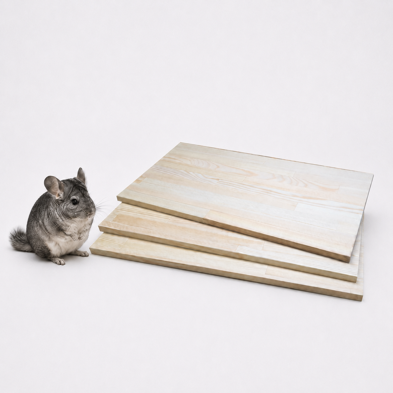 Kiln-Dried Pine Wood Shelves for Chinchillas & Small Pets – 3 pcs Set