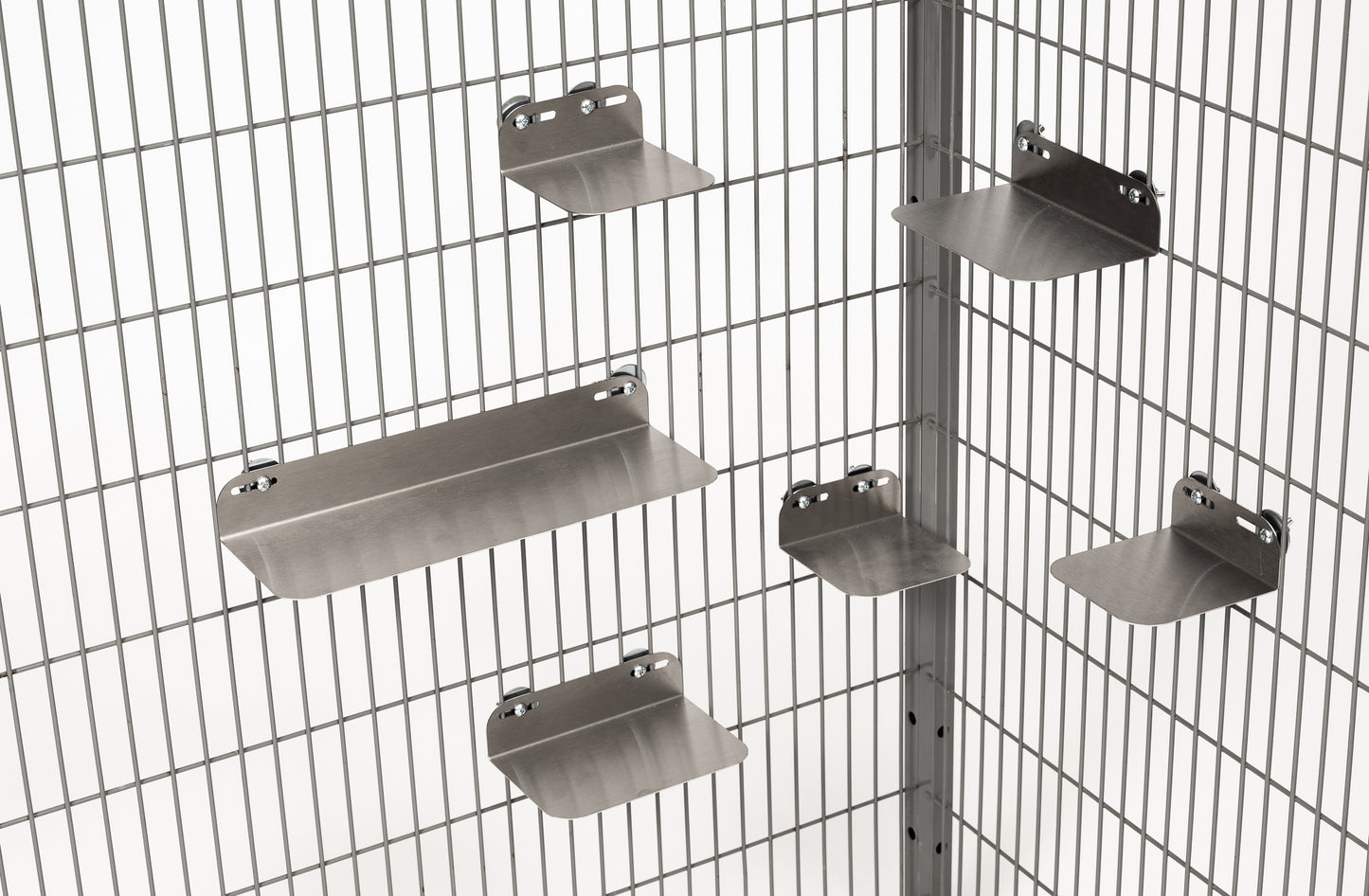 AMIDA Craft 6-piece stainless steel ledge set for chinchillas, parrots, and small pets